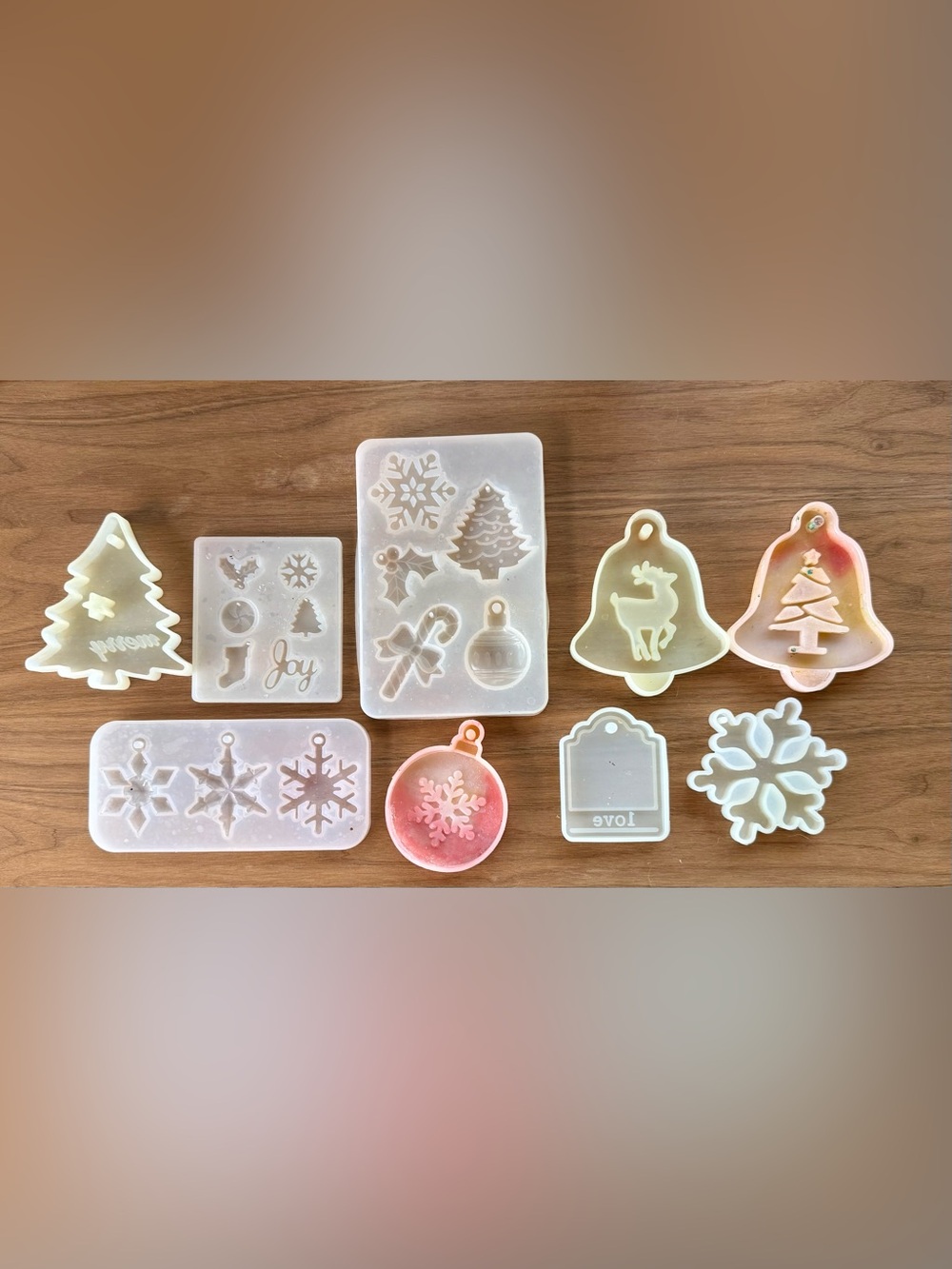 Silicone Christmas Mold Lot * 9 Molds * Snowflakes Trees Bells * Make Ornaments